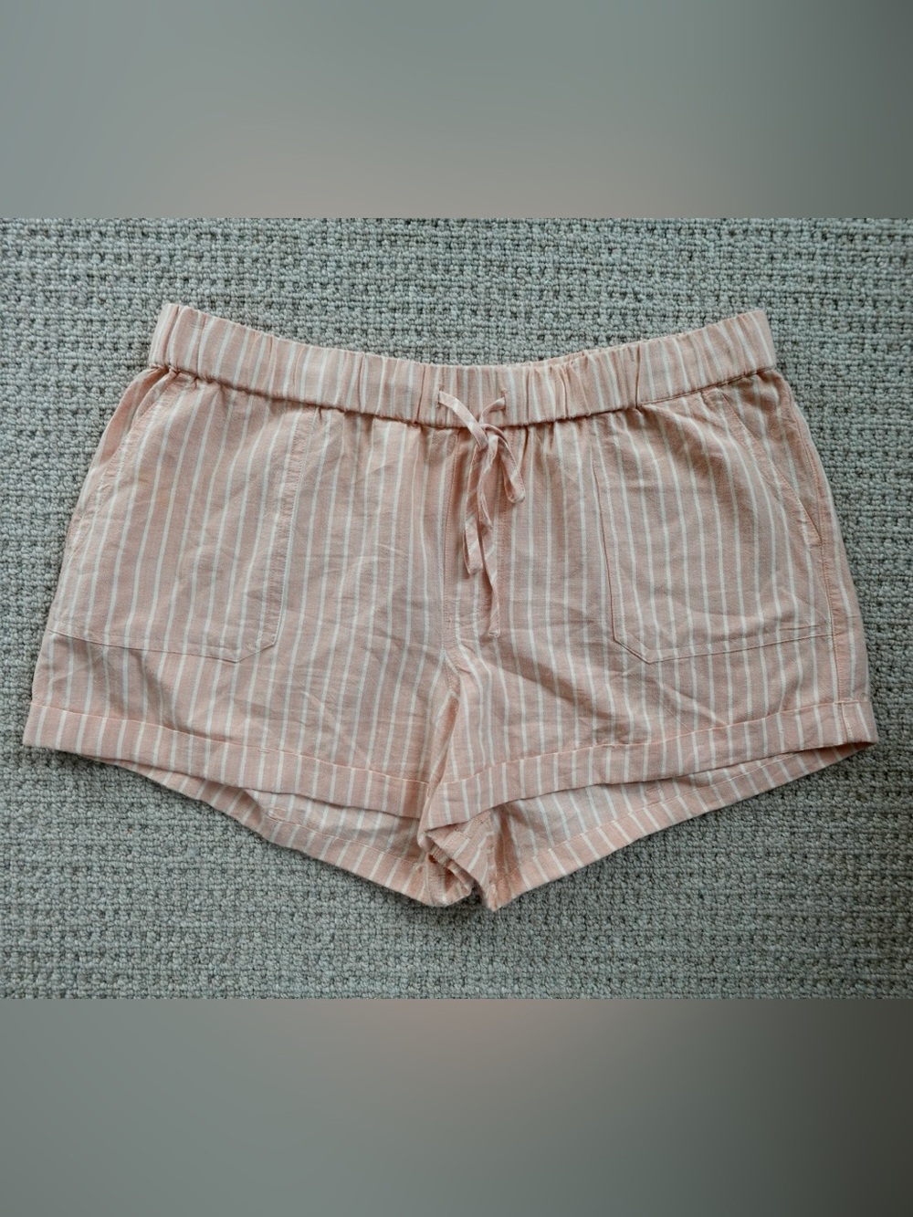 Volcom Striped Pull-Tie Lounge Shorts - Light Pink & White